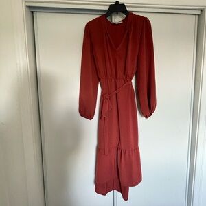 Emma & Michele Terracotta Long Sleeve Dress